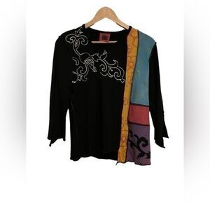 JG’S MAD LAB vintage top small blouse Staley Gretzinger art to wear